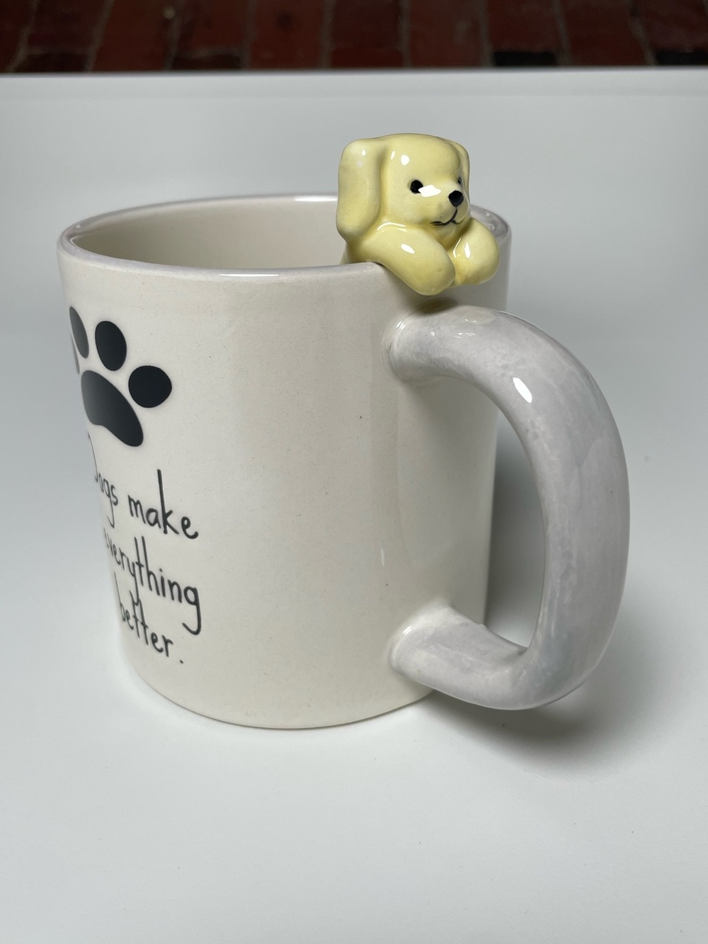 Pavilion’s Pets Ceramic Dog Paw Mug with Yellow Puppy Accent